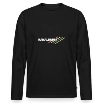 Arbeitsplatz Kanalbauer - Männer Premium Bio Langarmshirt - Schwarz - Vorne - Nico (187cm)