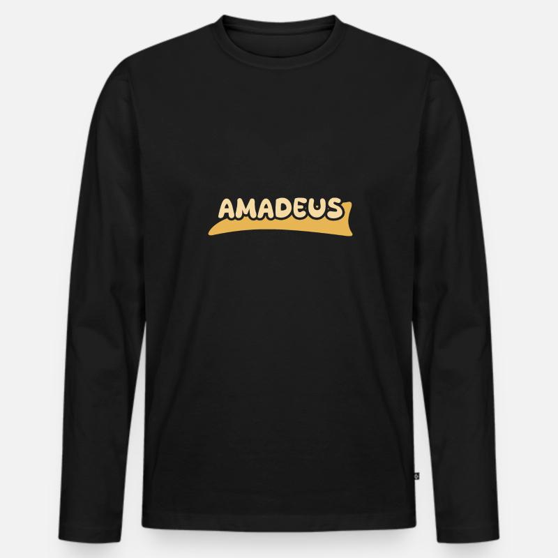 Vorname Amadeus - Männer Premium Bio Langarmshirt - Schwarz