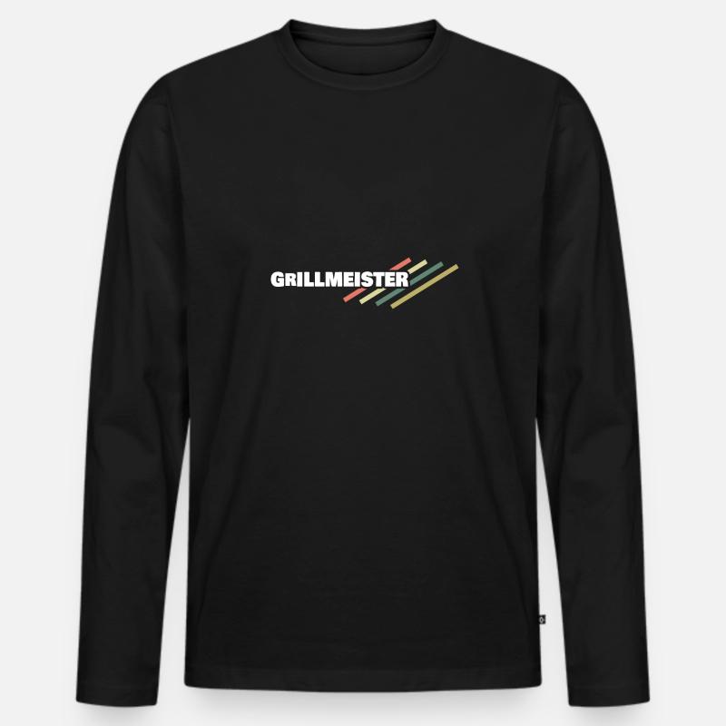 Arbeitsplatz Grillmeister - Männer Premium Bio Langarmshirt - Schwarz