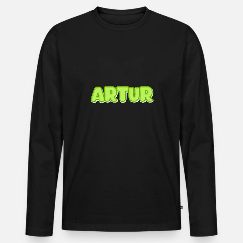 Artur als Artur - Männer Premium Bio Langarmshirt - Schwarz