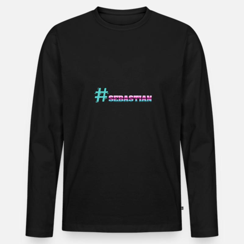 Sebastian - Männer Premium Bio Langarmshirt - Schwarz