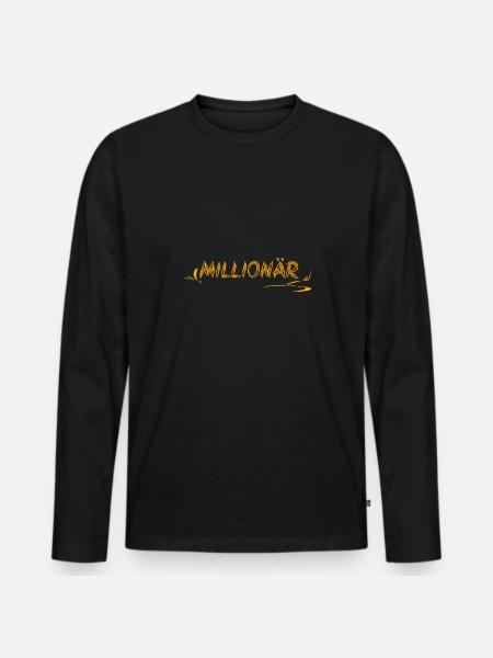 Geschenkidee Millionär - Männer Premium Bio Langarmshirt - Schwarz