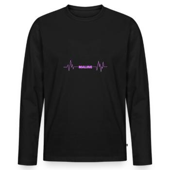 Prénom Maline - T-shirt manches longues Premium bio Homme - noir - Devant - Nico (187cm)