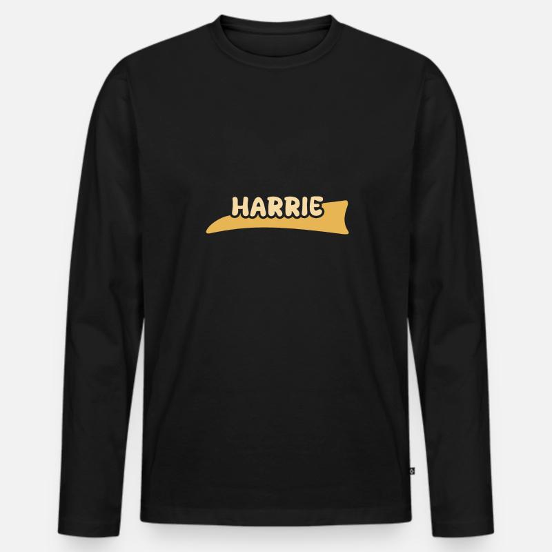 Vorname Harrie - Männer Premium Bio Langarmshirt - Schwarz