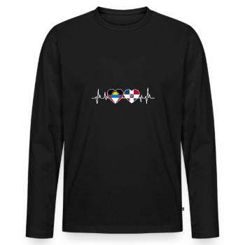 Antigua und Barbuda Flagge - Männer Premium Bio Langarmshirt - Schwarz - Vorne - Nico (187cm)
