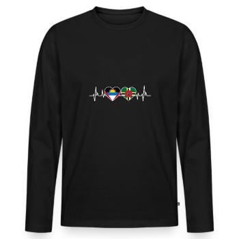 Antigua und Barbuda Flagge - Männer Premium Bio Langarmshirt - Schwarz - Vorne - Nico (187cm)