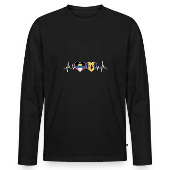 Antigua und Barbuda Flagge - Männer Premium Bio Langarmshirt - Schwarz - Vorne - Nico (187cm)