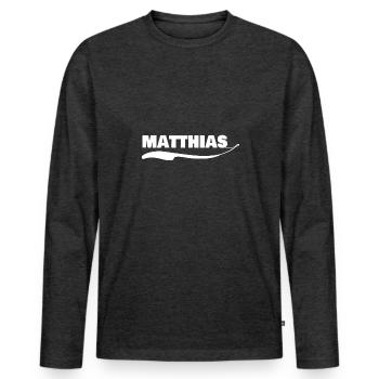 matthias als Vorname - Männer Premium Bio Langarmshirt - Anthrazit meliert - Vorne - Nico (187cm)