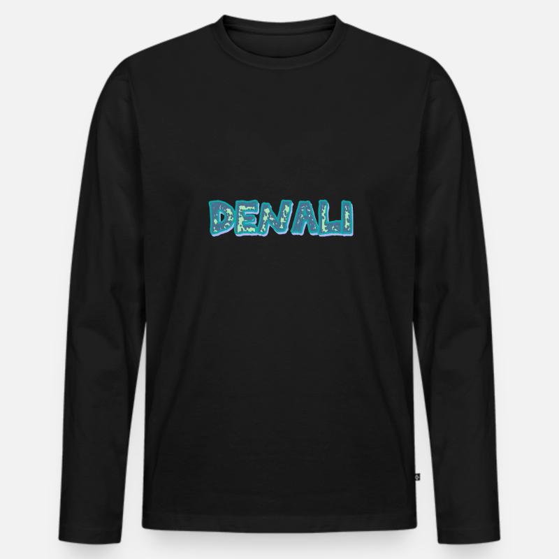 Denali als Berg - Männer Premium Bio Langarmshirt - Schwarz