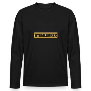 Instructeur de respiration - T-shirt manches longues Premium bio Homme - noir - Devant - Nico (187cm)