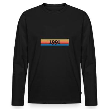 Année 1991 - T-shirt manches longues Premium bio Homme - noir - Devant - Nico (187cm)