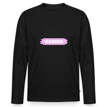 Nom de la femme Habiba - T-shirt manches longues Premium bio Homme - noir - Devant - Nico (187cm)