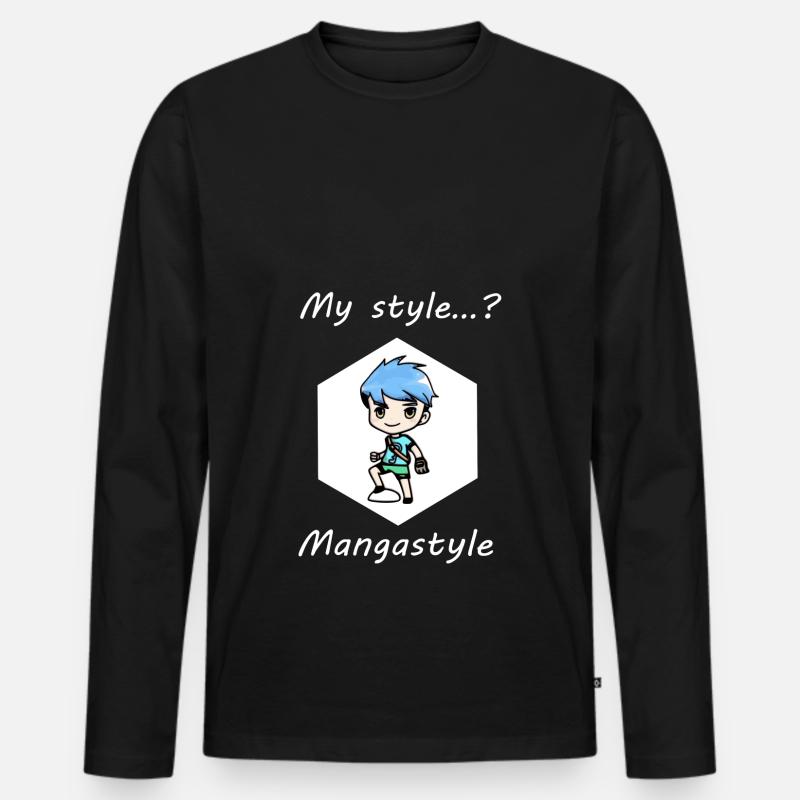 Manga - Anime - Junge - Comicstil - Männer Premium Bio Langarmshirt - Schwarz