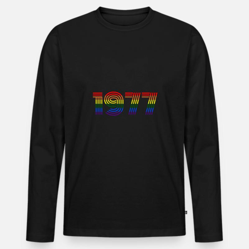 1977 - Männer Premium Bio Langarmshirt - Schwarz