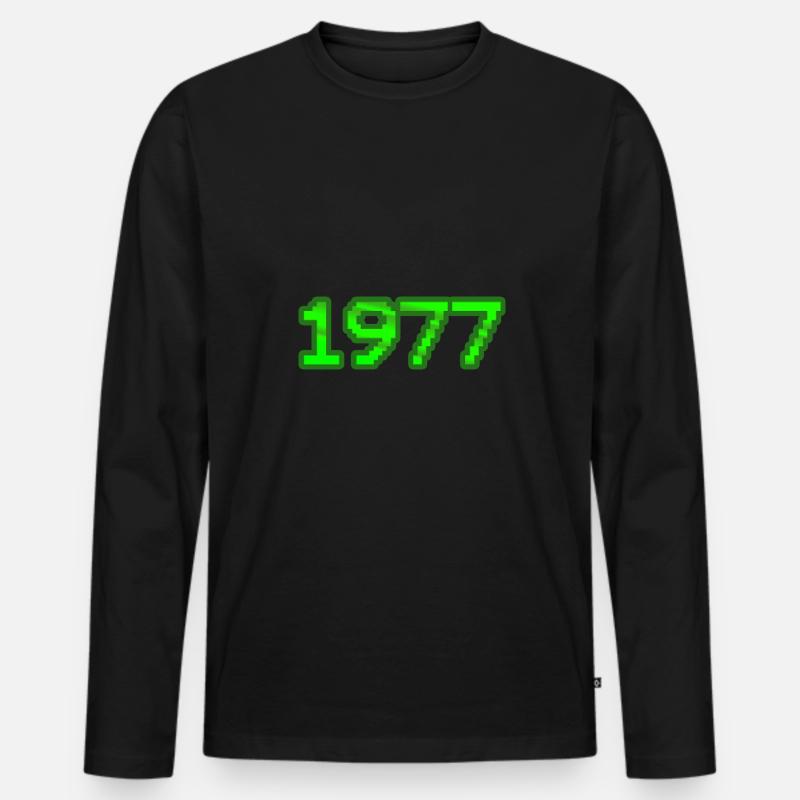 1977 - Männer Premium Bio Langarmshirt - Schwarz