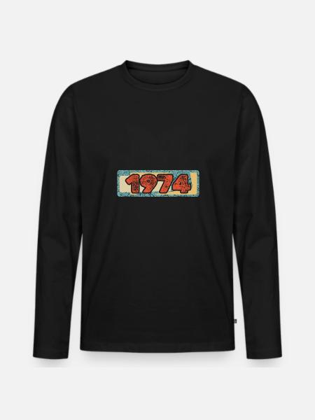 Born in 1974 - Men's Premium Organic Long Sleeve Shirt - black