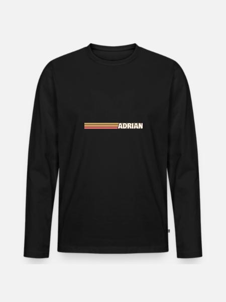 Prénom pour Adrian Style Retro - T-shirt manches longues Premium bio Homme - noir