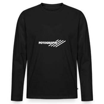 Arbeitsplatz Fotografin - Männer Premium Bio Langarmshirt - Schwarz - Vorne - Nico (187cm)