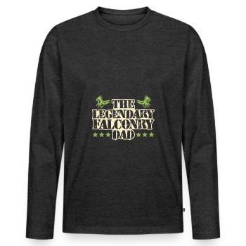 Papa Fauconnerie Dicton - T-shirt manches longues Premium bio Homme - anthracite chiné - Devant - Nico (187cm)