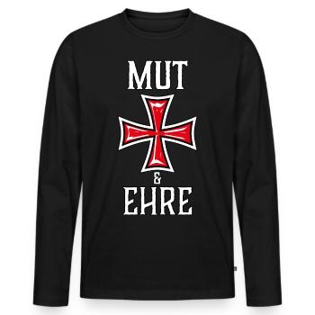 29 Mut und Ehre Templer Kreuz Ritter - Männer Premium Bio Langarmshirt - Schwarz - Vorne - Nico (187cm)