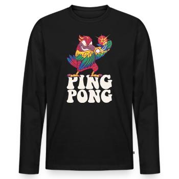 Ping Pong Parrot Outfit Table Tennis Bird - Men's Premium Organic Long Sleeve Shirt - black - Front - Nico (187cm)