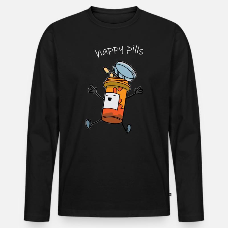 Pillen - Männer Premium Bio Langarmshirt - Schwarz