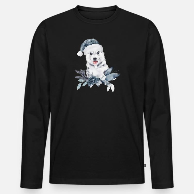 Huskybaby Portrait mit Santa Hat - Männer Premium Bio Langarmshirt - Schwarz