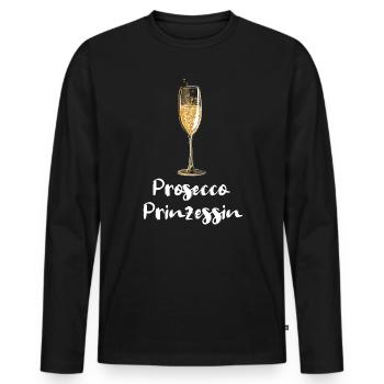 und Prosecco - Prosecco Prinzessin - Männer Premium Bio Langarmshirt - Schwarz - Vorne - Nico (187cm)