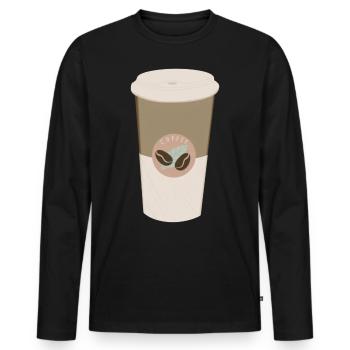 Kaffee Kaffeebecher - Männer Premium Bio Langarmshirt - Schwarz - Vorne - Nico (187cm)