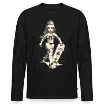 Rennendes Girl mit Skateboard und Allsehende Auge. - Männer Premium Bio Langarmshirt - Schwarz - Vorne - Nico (187cm)