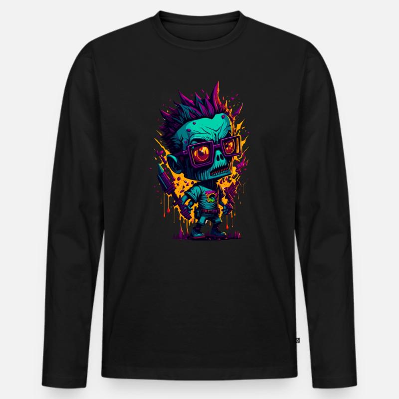 Bunter cooler Zombie - Männer Premium Bio Langarmshirt - Schwarz