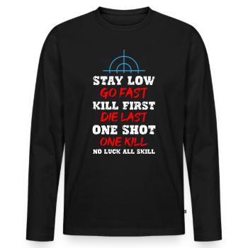 Sniper You Can Run But You Will Just Die Tired - Men's Premium Organic Long Sleeve Shirt - black - Front - Nico (187cm)