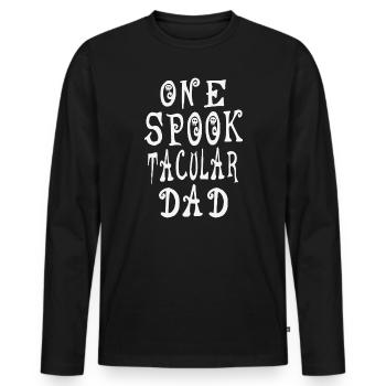 Halloween Papa Saying Ghost Ghost Ghost - Men's Premium Organic Long Sleeve Shirt - black - Front - Nico (187cm)