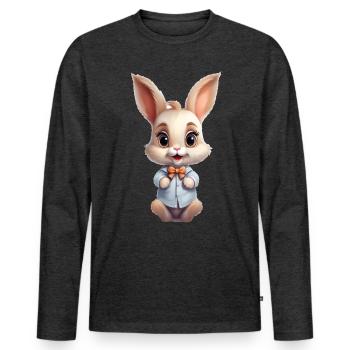 Mignon Lapin Bébé - T-shirt manches longues Premium bio Homme - anthracite chiné - Devant - Nico (187cm)