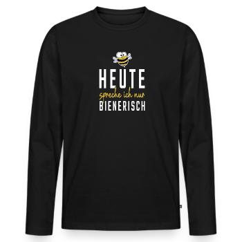 Heute spreche ich nur Bienerisch - Männer Premium Bio Langarmshirt - Schwarz - Vorne - Nico (187cm)
