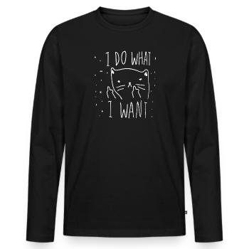 Illustration de motivation de chat fantaisiste - T-shirt manches longues Premium bio Homme - noir - Devant - Nico (187cm)