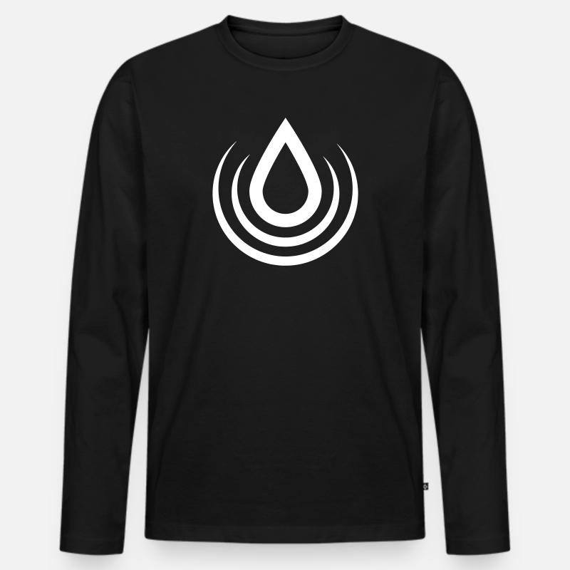 Tropfen - Männer Premium Bio Langarmshirt - Schwarz