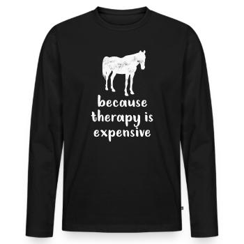 Cheval chevaux - T-shirt manches longues Premium bio Homme - noir - Devant - Nico (187cm)