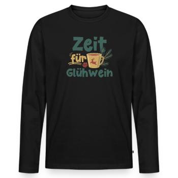 Zeit für Glühwein Weihnachstmarkt Weihnachten - Männer Premium Bio Langarmshirt - Schwarz - Vorne - Nico (187cm)