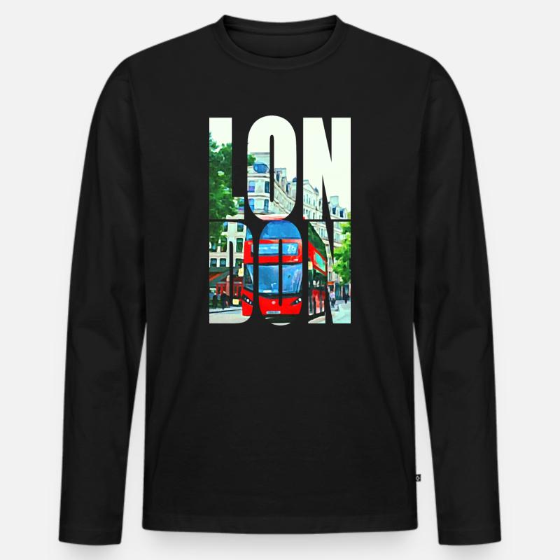 LONDON - Männer Premium Bio Langarmshirt - Schwarz