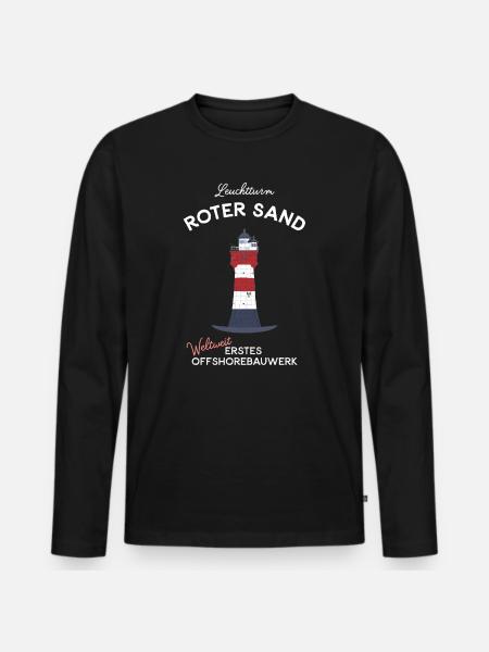 Leuchtturm Roter Sand, Nordsee, Offshore - Männer Premium Bio Langarmshirt - Schwarz