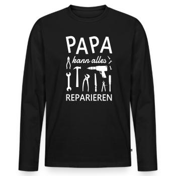 Papa kann alles reparieren Werkzeug Heimwerker - Männer Premium Bio Langarmshirt - Schwarz - Vorne - Nico (187cm)