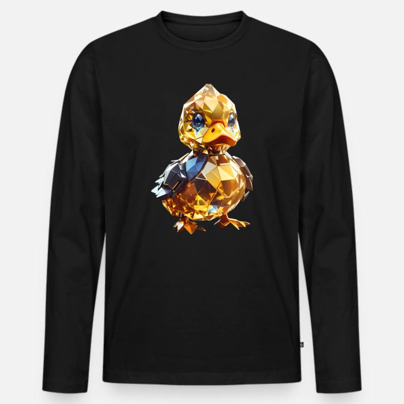 Kristall Ente - Männer Premium Bio Langarmshirt - Schwarz
