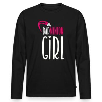Badminton Girl - Men's Premium Organic Long Sleeve Shirt - black - Front - Nico (187cm)