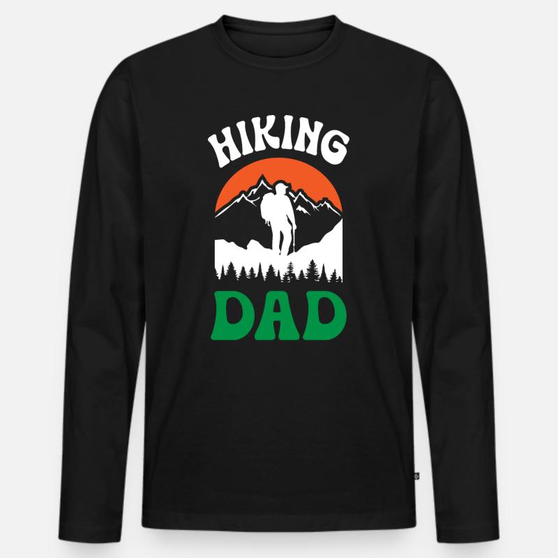 Hiking Dad - Männer Premium Bio Langarmshirt - Schwarz