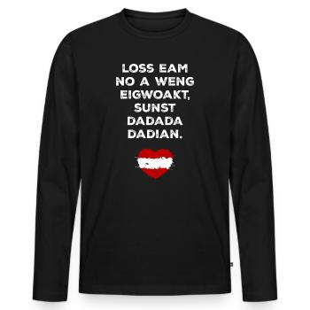 Österreich Dialekt Spruch Mundart Geschenk - Männer Premium Bio Langarmshirt - Schwarz - Vorne - Nico (187cm)