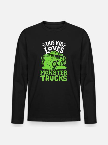 Monstertrucks für Kinder - Männer Premium Bio Langarmshirt - Schwarz