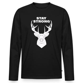 RESTEZ FORT - T-shirt manches longues Premium bio Homme - noir - Devant - Nico (187cm)