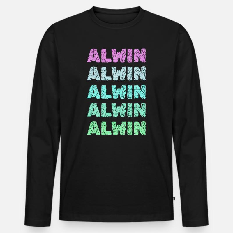 Alwin als Alwin - Männer Premium Bio Langarmshirt - Schwarz