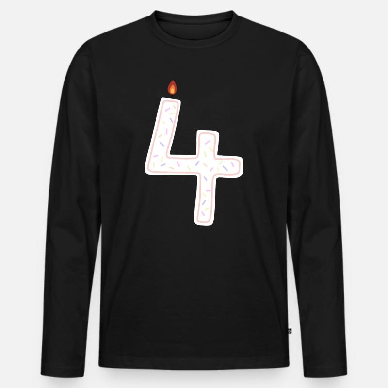 Festliches Kerzendesign Nummer Vier - Männer Premium Bio Langarmshirt - Schwarz